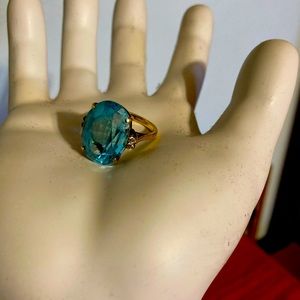 80’s style blue topaz ring